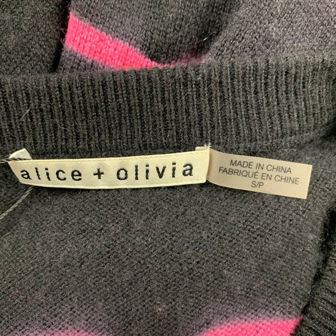 ALICE + OLIVIA Size XS/S Black Pink Cashmere Tie Dye Stretch Blend Pullover