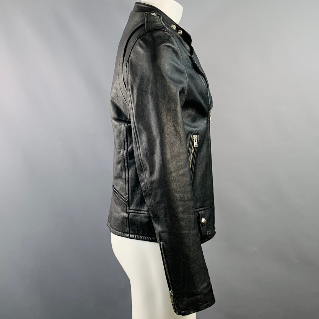 IRO Size M Hydo Black Leather Moto Racer Zip Up Jacket