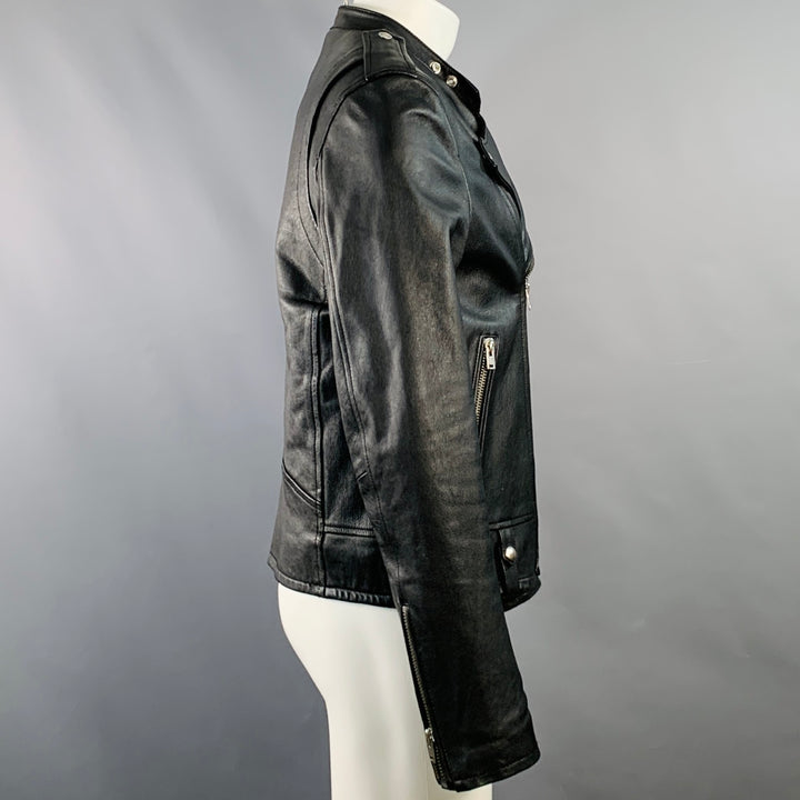 IRO Size M Hydo Black Leather Moto Racer Zip Up Jacket