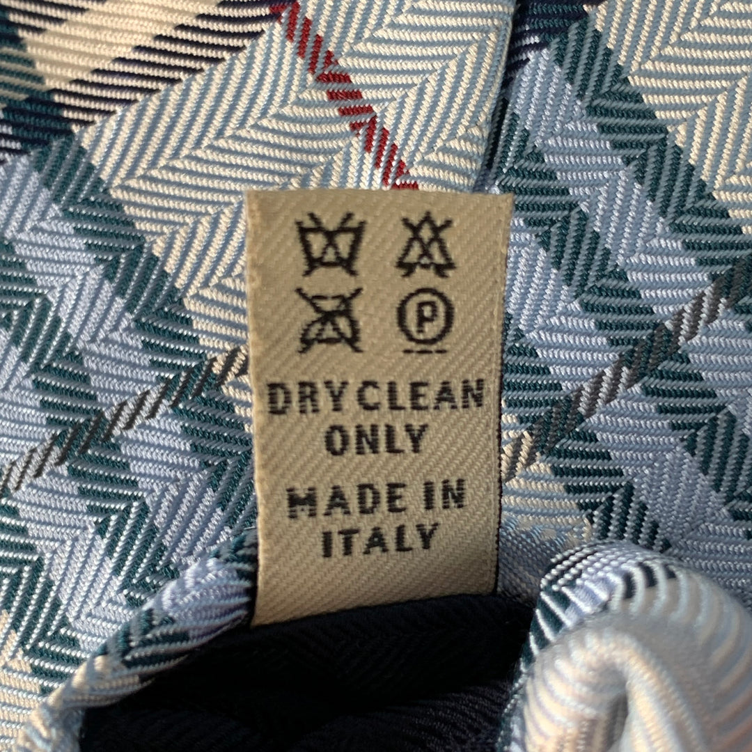 BURBERRY LONDON Blue White Red Herringbone Plaid Silk Tie