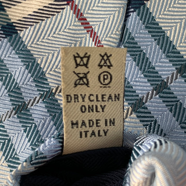 BURBERRY LONDON Blue White Red Herringbone Plaid Silk Tie