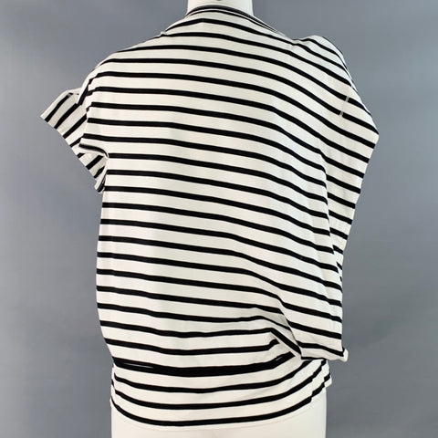JUNYA WATANABE Size M White Black Cotton Stripe Asymmetrical T-Shirt