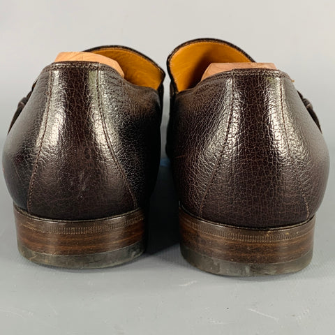 GUCCI Size 8 Brown Leather Buckle Loafers