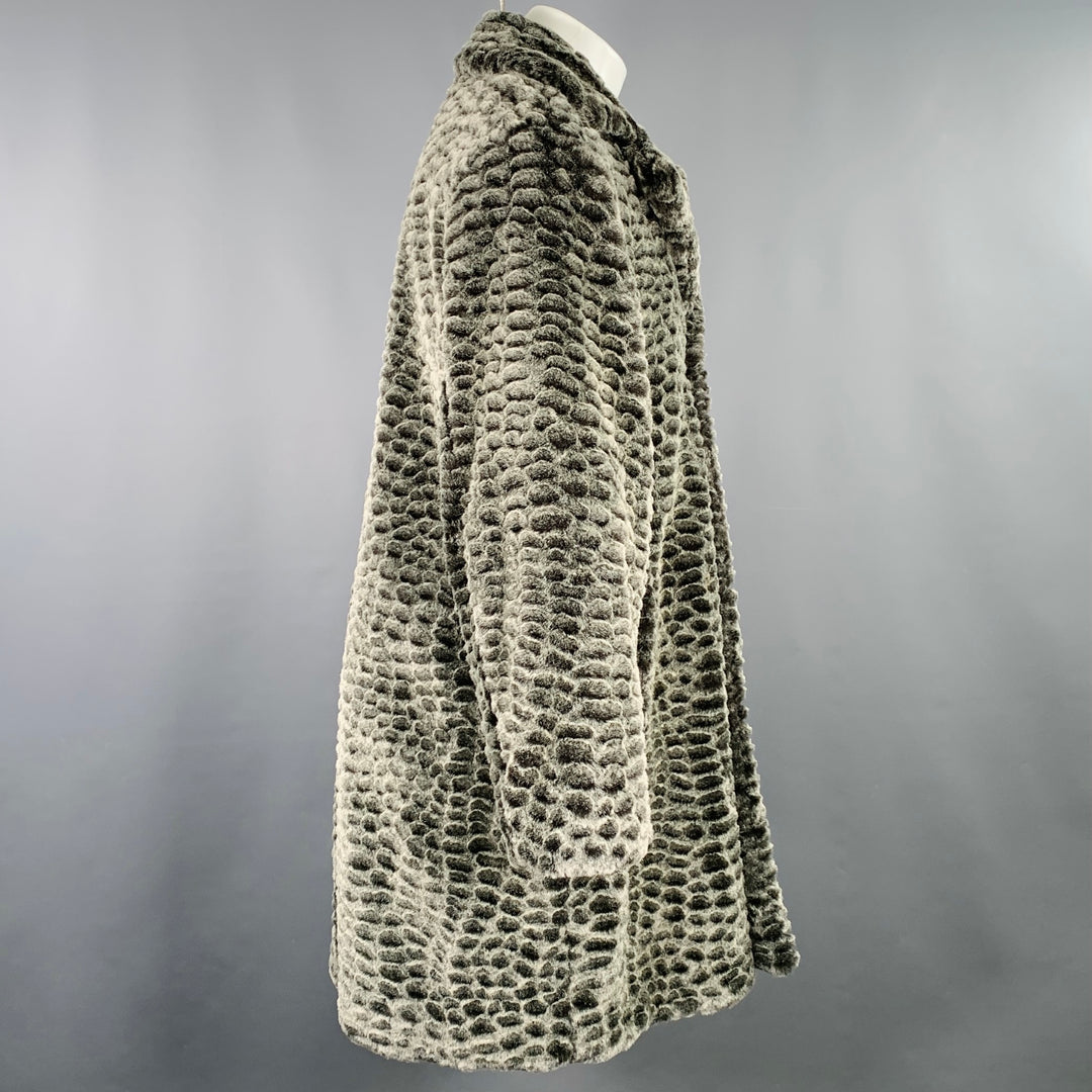 SUPREME Size M Grey Charcoal Textured Acrylic Blend Faux Fur Coat