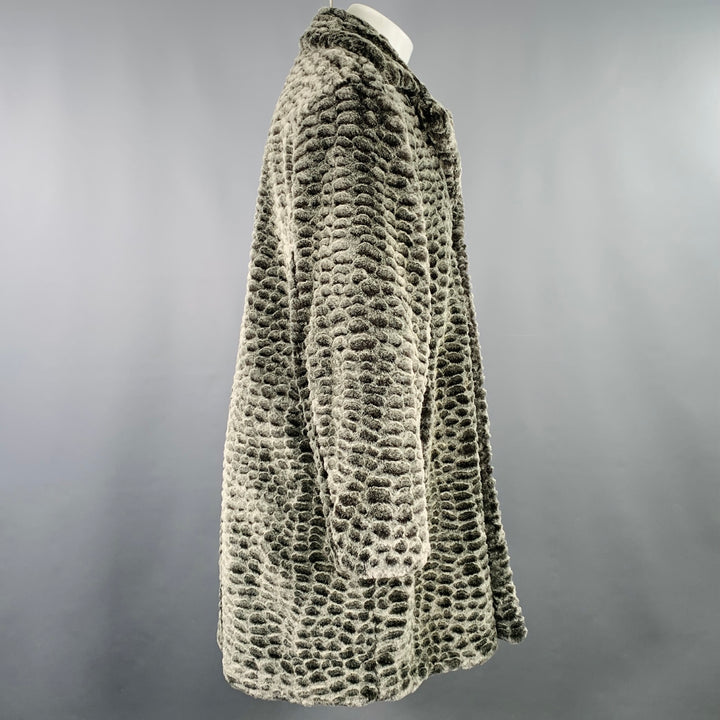 SUPREME Size M Grey Charcoal Textured Acrylic Blend Faux Fur Coat