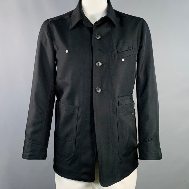 DIET BUTCHER Size L Black Twill Polyester Utility Jacket