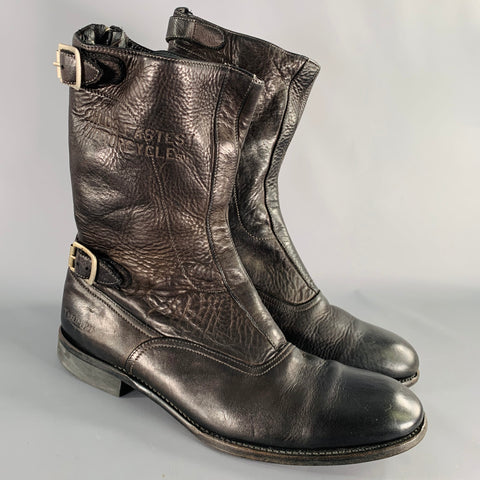 PAUL SMITH Size 12 Black Leather Motorcycle Boots