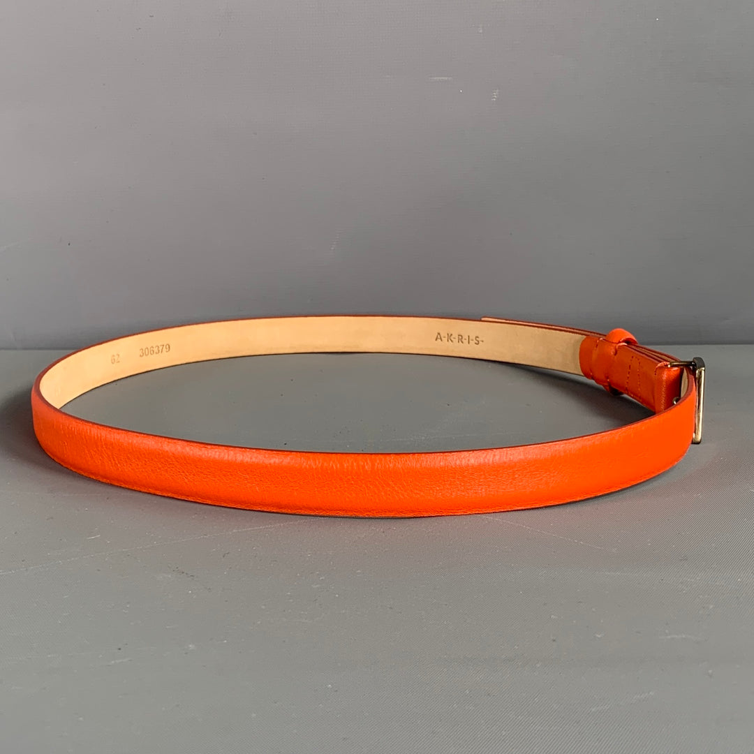 AKRIS Waist Size 38 Orange Leather Belt