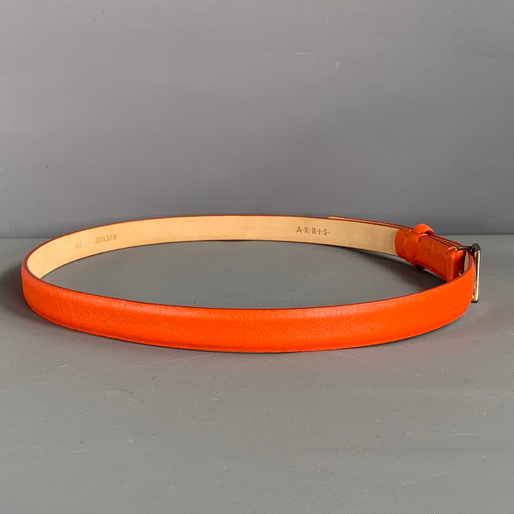 AKRIS Waist Size 38 Orange Leather Belt