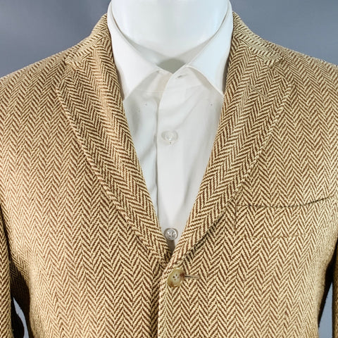 POLO by RALPH LAUREN Size 38 Regular Brown Tan Silk Herringbone Tweed Sport Coat