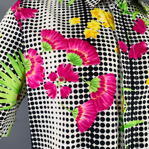 VERSACE JEANS COUTURE Size XXL White Multi Color Print Cotton Short Sleeve Shirt