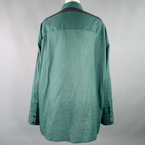 HAIDER ACKERMANN Size 4 Green Black Cotton Oversized Shirt