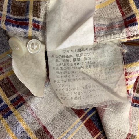 COMME des GARCONS Size L Brown Red Plaid Cotton Button Up Short Sleeve Shirt