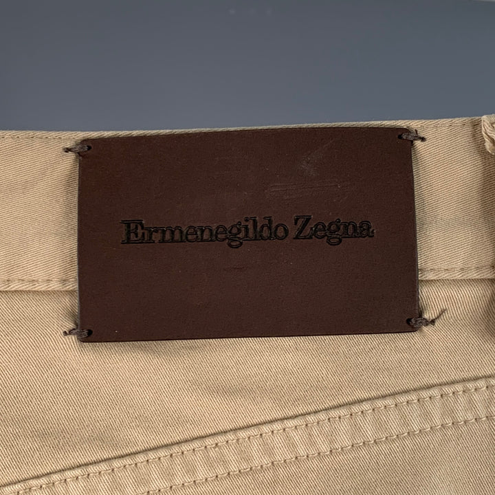 ERMENEGILDO ZEGNA Size 30 Khaki Cotton Blend Jean Cut Slim Straight Casual Pants