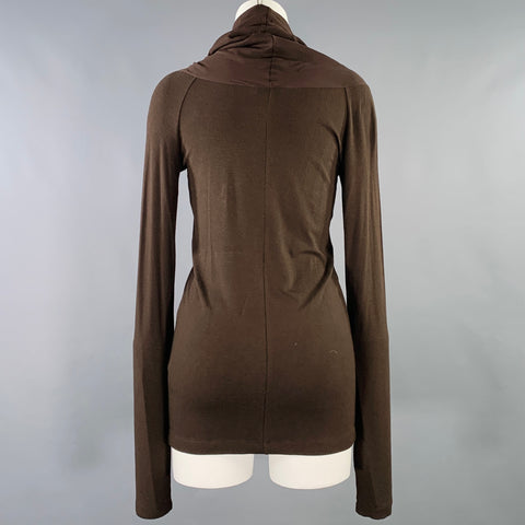 DONNA KARAN Size S Brown Viscose Blend Cowl Neck Pullover