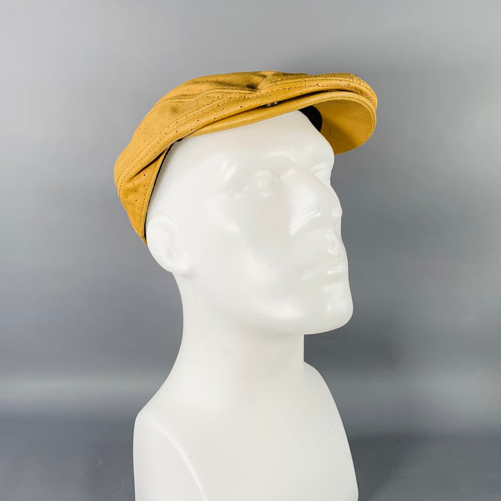 GOORIN BROTHERS by CASSEL GORRIN Yellow Perforated Leather Flat Cap Hat