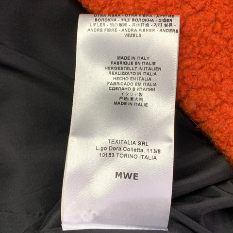 HARRIS WHARF LONDON Manteau texturé en mélange de laine orange avec fausse fourrure et col cranté Taille 4