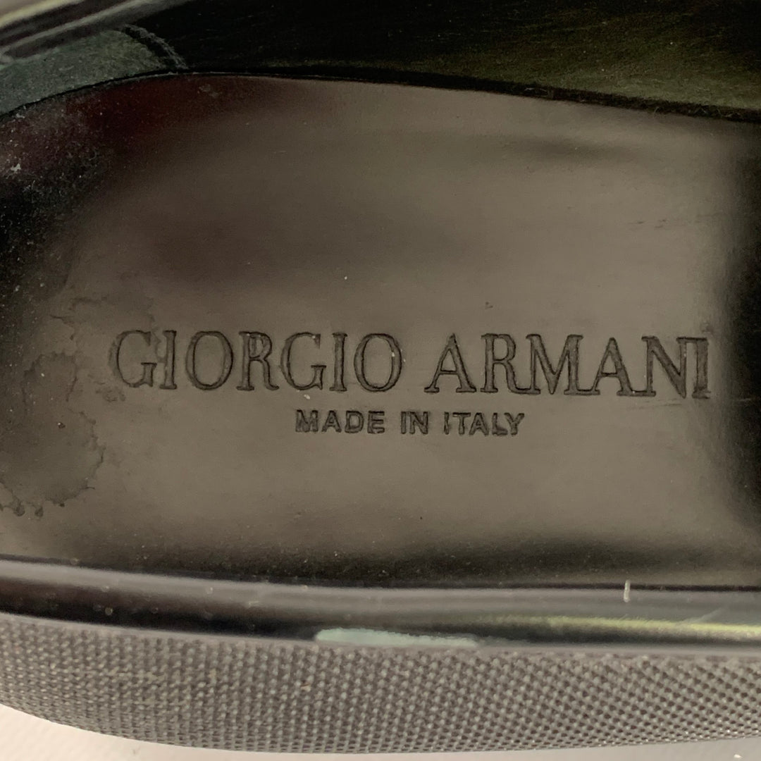 GIORGIO ARMANI Size 10 Black Textured Leather Slip On Penny Loafers