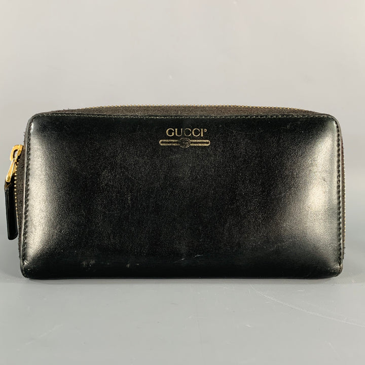 GUCCI Black Leather Zip Wallet