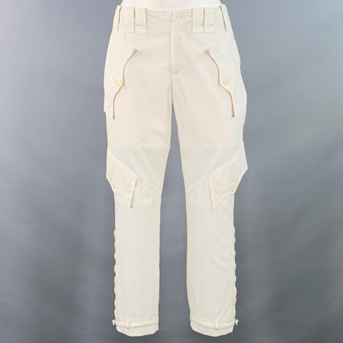 JEAN PAUL GAULTIER Size 4 Cream Cotton Cargo Casual Pants
