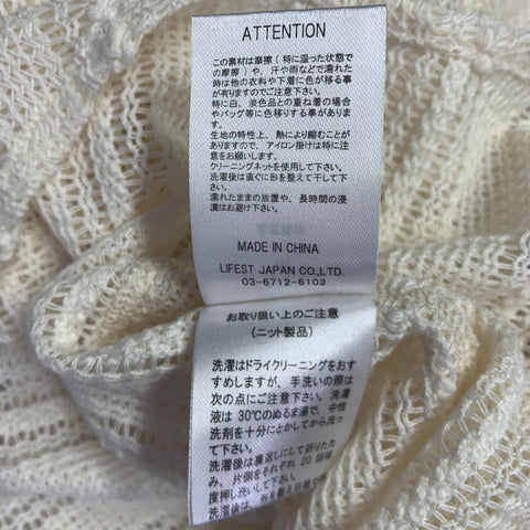 RE:ROOM Size M Cream Crochet Short Sleeve Shirt