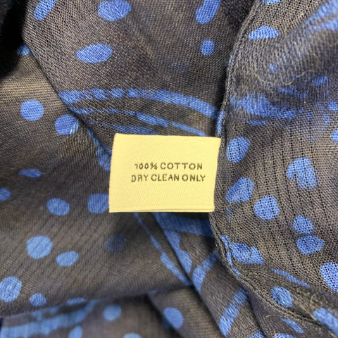 POST-IMPERIAL Size L Blue Indigo Abstract Floral Cotton Long Sleeve Shirt