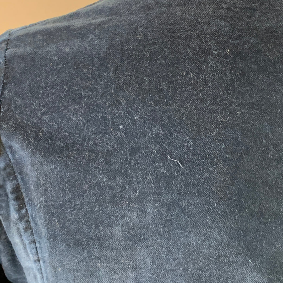 DRIES VAN NOTEN Size 42 Navy Black Velvet Cotton Nehru Collar Suit