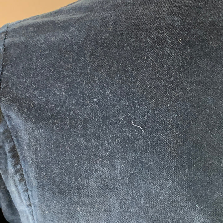 DRIES VAN NOTEN Size 42 Navy Black Velvet Cotton Nehru Collar Suit