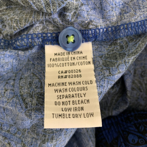 ROBERT GRAHAM Size XL Blue Black Floral Cotton Camp Pajama Set