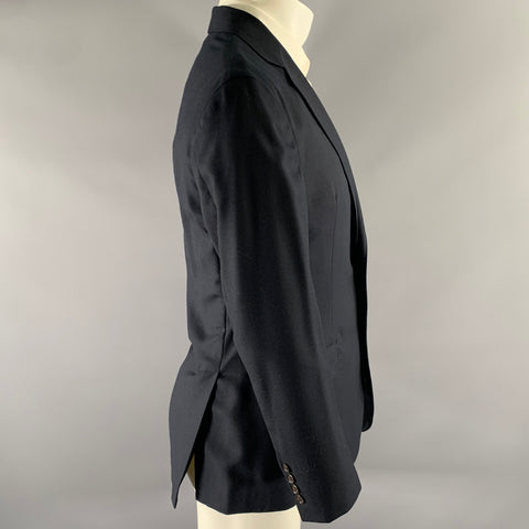 POLO Size 40 Navy Solid Wool Notch Lapel Sport Coat