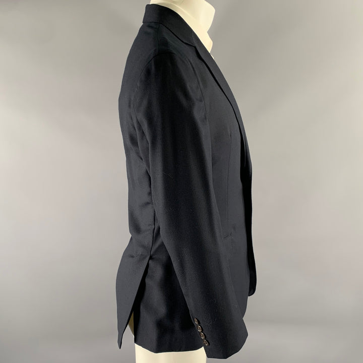 POLO Size 40 Navy Solid Wool Notch Lapel Sport Coat