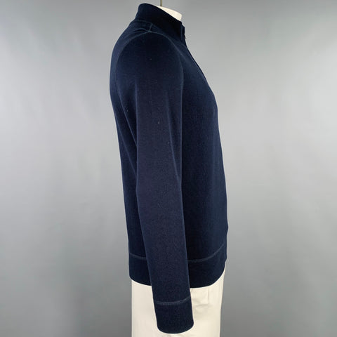 FACONNABLE Size L Navy Cotton 1/4 Zip Pullover