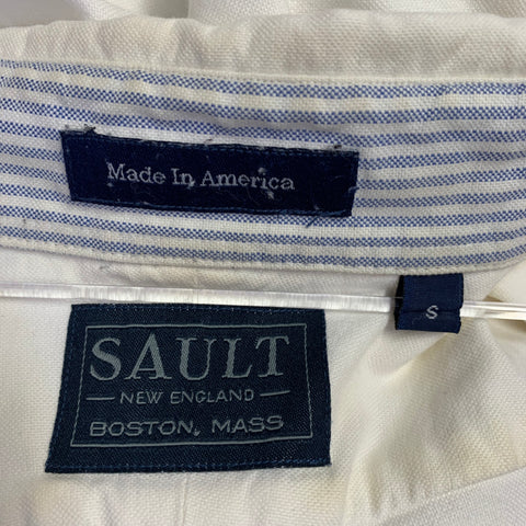 SAULT Size S White Cotton One Pocket Long Sleeve Shirt