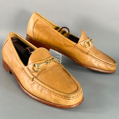 COLE HAAN Vintage Size 7 Ascot II Beige Gold Leather Horsebit Loafer Flats