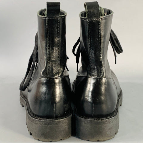 COMME des GARCONS HOMME PLUS Size 10 Black Leather Pull On Military Boots