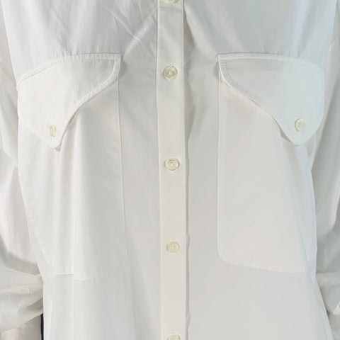 KHAITE Size XS White Cotton Oversized Two Pockets Blouse