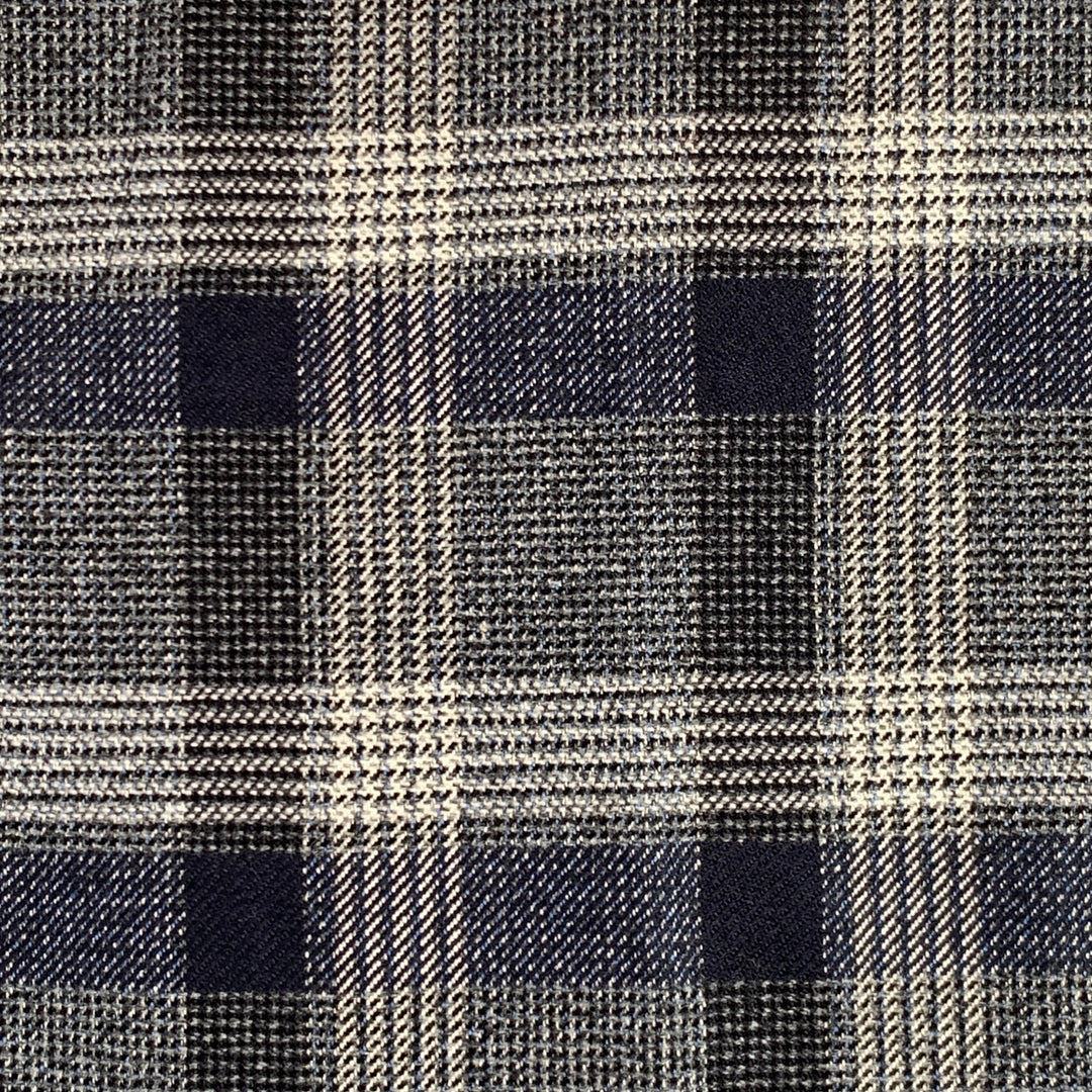ETRO Size 32 Navy Grey Black Plaid Wool Blend Zip Fly Dress Pants