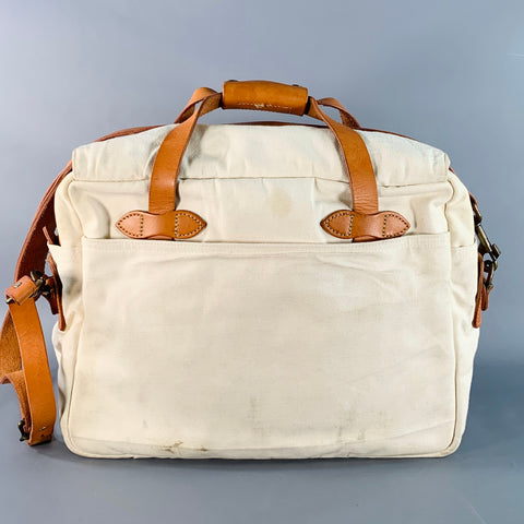 FILSON Cream Tan Canvas Leather Top Handles Crossbody Bag