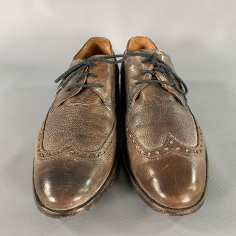 JOHN VARVATOS Size 9.5 Brown Wingtip Leather Oxford Lace Up Shoes