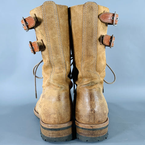 PAUL SMITH Size 7 Tan Distressed Leather Lace-Up Boots