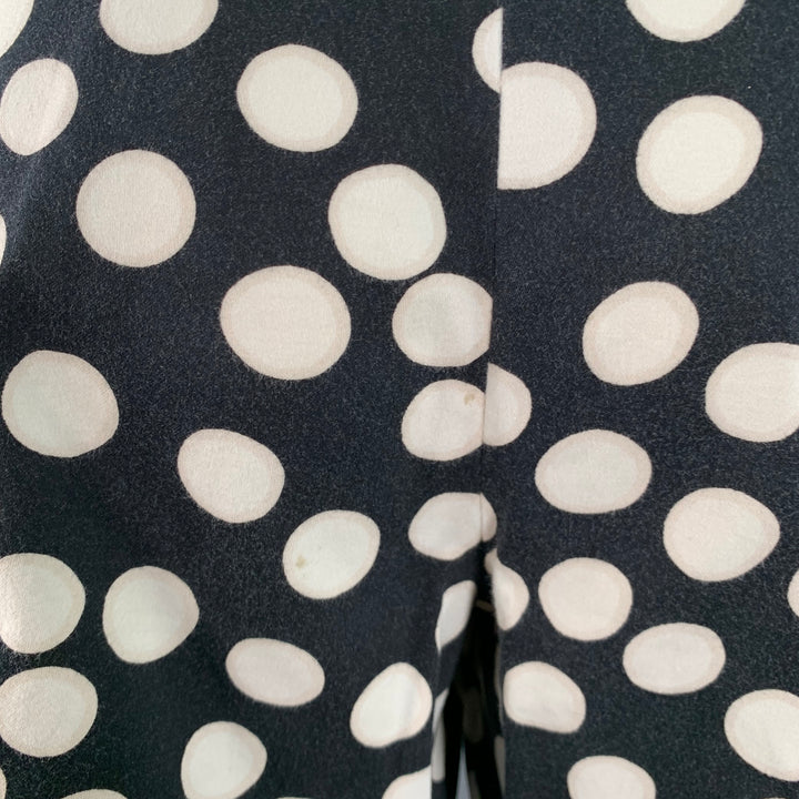ST. JOHN Size 8 Black White Cotton Polka Dot Tapered Zip Fly Casual Pants