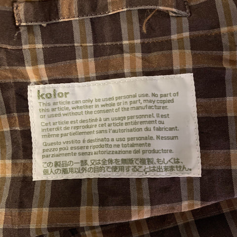 KOLOR Size 38 Brown Camel Plaid Ramie Nylon Notch Lapel Sport Coat