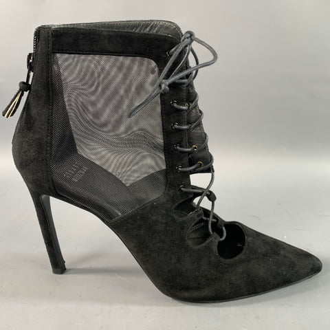 STUART WEITZMAN Size 9 Black Mesh Textured Suede Boots