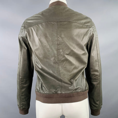 Blouson bomber ALLSAINTS en cuir d'agneau vert olive taille M