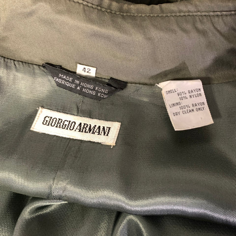 GIORGIO ARMANI Size 42 Green Olive Rayon Blend Trenchcoat