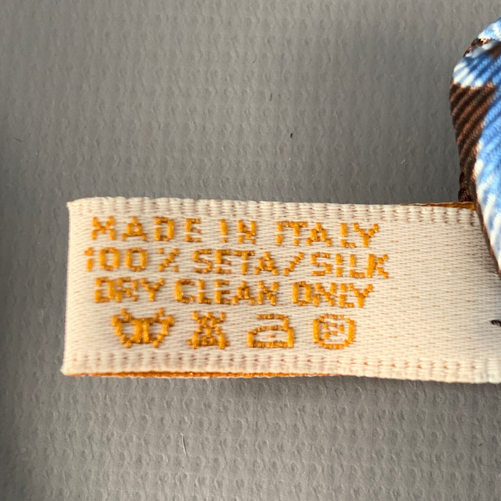 BVLGARI Brown Blue Window Pane Silk Tie
