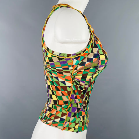 SIEDRES Size S Multi Color Viscose Blend Geometric Tank Casual Top