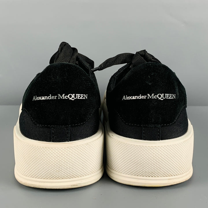 ALEXANDER MCQUEEN Size 10 Black White Two Toned Canvas Lace-Up Sneakers
