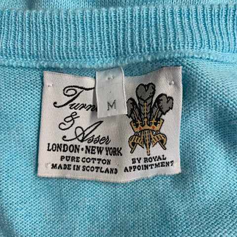 TURNBULL & ASSER Size M Blue Beige Argyle Cotton V-Neck Vest