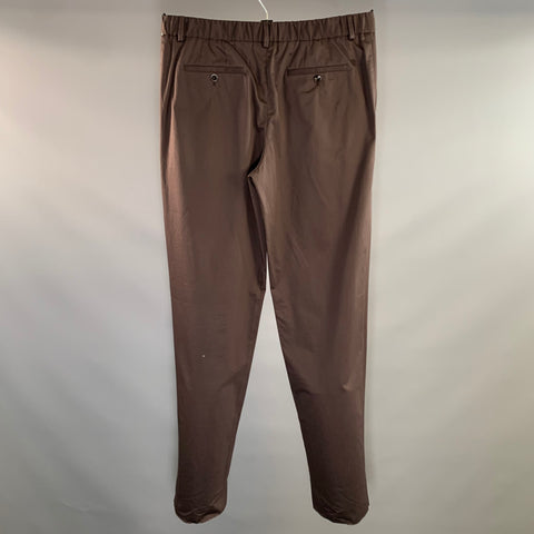 AGNONA Size 34 Brown Cotton Elastane Zip Fly Casual Pants